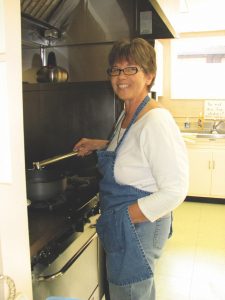 Sue at the Sistrum Kitchen Helm